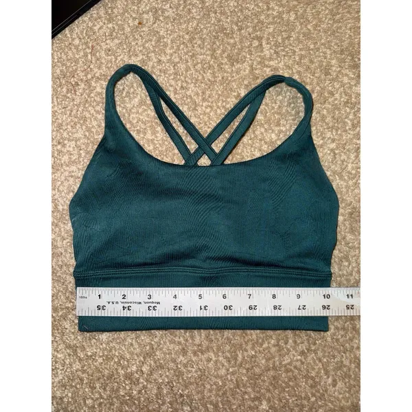 LULULEMON Sports Bra‎ Women ENERGY Longline High-Neck Green Size 2 - Image 6