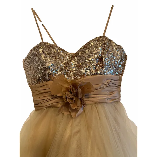 Dancing Queen USA Gold Sequin and Tulle Cocktail Dress - Size M - Image 4