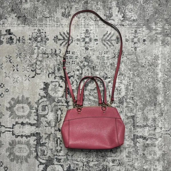 Coach Mini Brooke Carryall Satchel Pink Glitter Crossgrain Leather Gold - Image 2