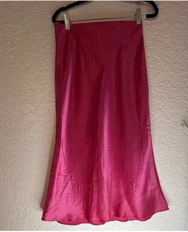 Babaton Satin Midi Skirt - Vibrant Pink (Size 4) - Image 12