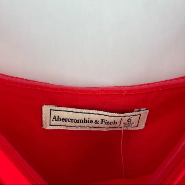 Abercrombie & Fitch Red‎ Linen Blend Off The Shoulder Sweetheart Midi Dress 6 - Image 4
