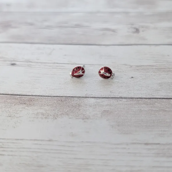 Vintage Stud Earrings Small & Dainty Ladybird/Ladybug - Image 6