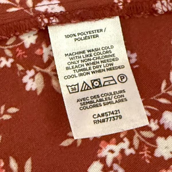 Ann Taylor‎ Floral Button Down Blouse Womens SP Red Excellent Long Sleeve Petite - Image 6