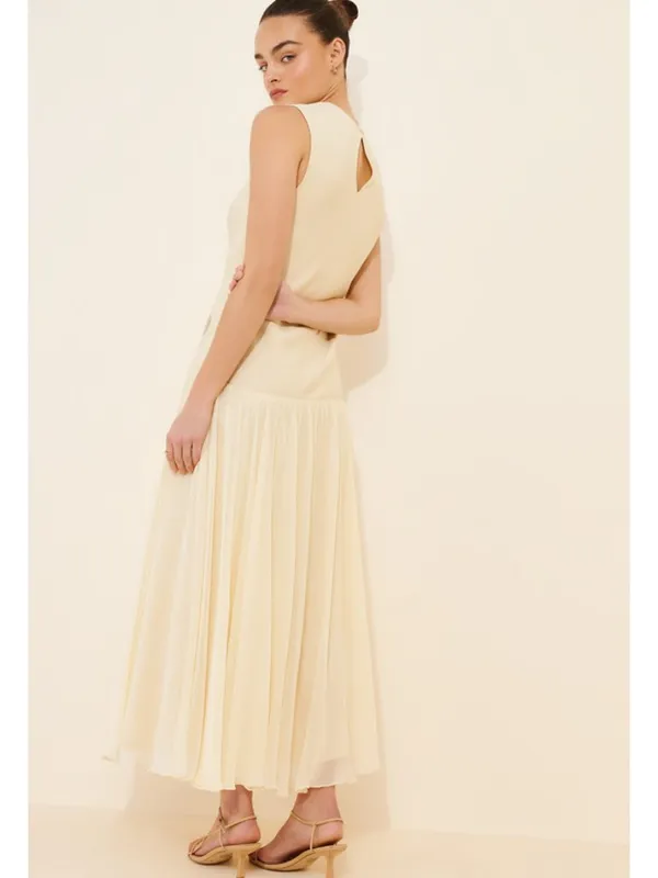 GEISHA DESIGNS Anthropologie Drop Waist Embroidered Maxi Dress in Light Yellow - Image 11