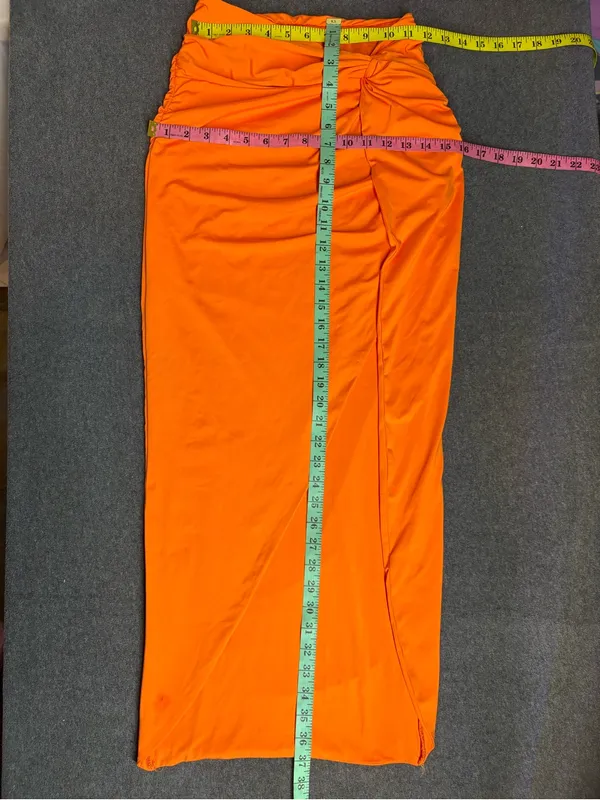 Womens Sarong Vibrant Orange Thigh High Slit Maxi Skirt Size S - Image 3