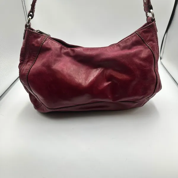 Hobo International Red Leather Shoulder Bag Zip Top Hobo Purse Handbag Berry - Image 6