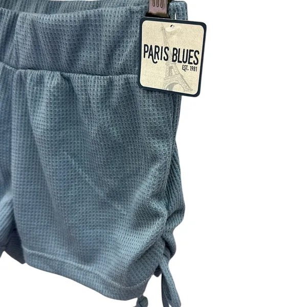 PJ Set Paris Blues Waffle Knit Adjustable Spaghetti Strap Tank and Shorts Small - Image 8