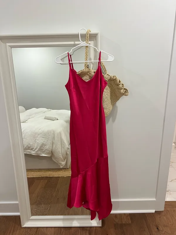 Pink Satin Maxi Dress - Image 3