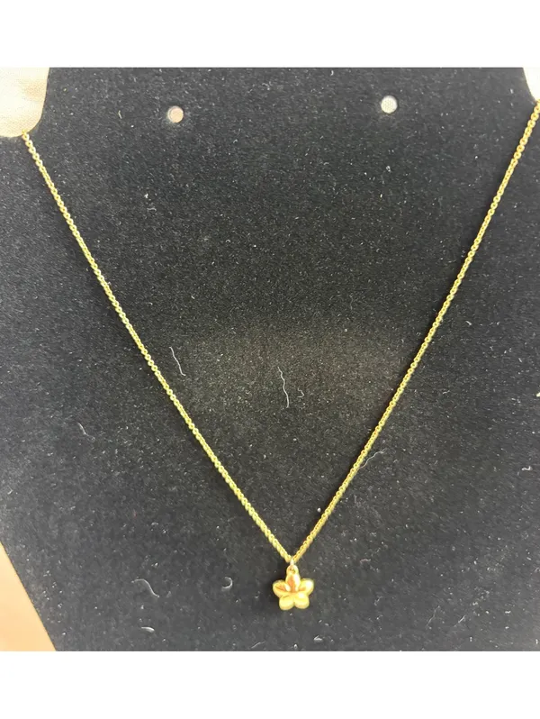 Coach Gold Tone Flower Pendant Necklace with Pearl Accent - Image 3