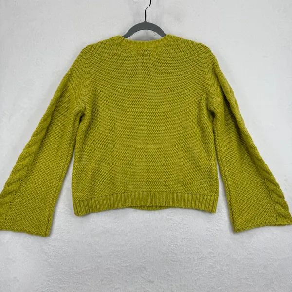 Love Whit XS Green‎ Cable Knit Bell Sleeve Pullover Sweater Top - Image 8