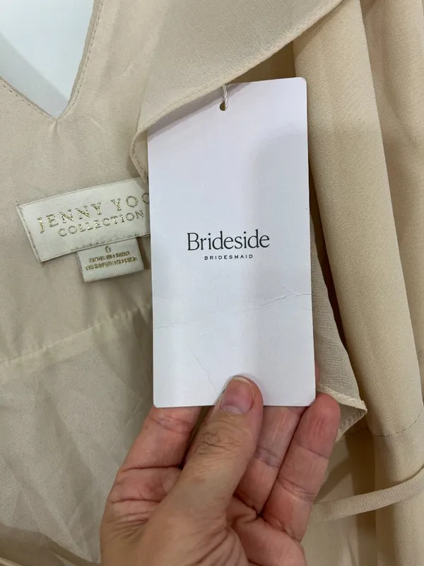 New Jenny Yoo Size 6 Sand Dune Faye Luxe Chiffon Wrap Bridesmaid Dress - Image 7