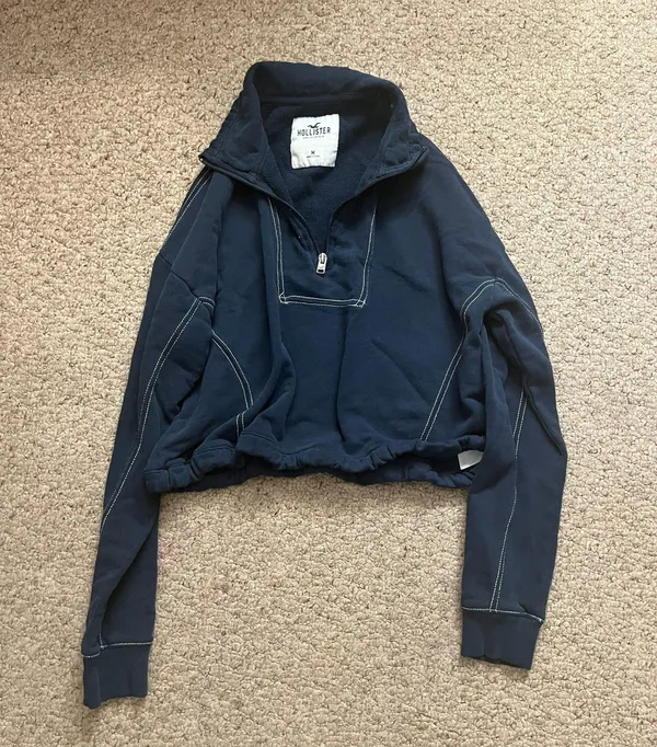 Navy Blue Quarter Zip Sweatshirt - Image 11