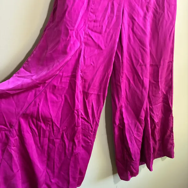 Adore Wide Leg Palazzo Pants S Magenta Pink Womens High Waisted Pockets - Image 2