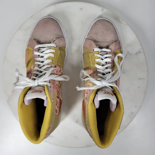 Nike Zoom Blazer Premium SB Womens 5.5 Sanded Gold Paisley Patchwork High Top - Image 12