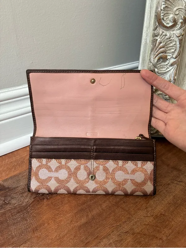 Coach Signature Jacquard Ruched Long Wallet, Glitter Monogram Print, Y2K - Image 13