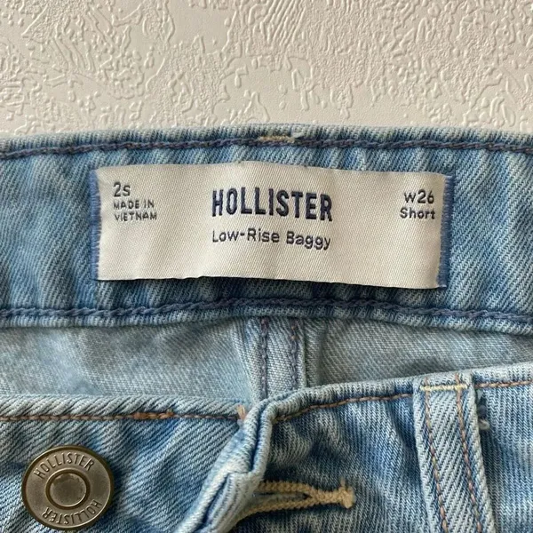 Hollister Low Rise Baggy Jeans W26 Short Light Wash Y2K Wide Leg - Image 5