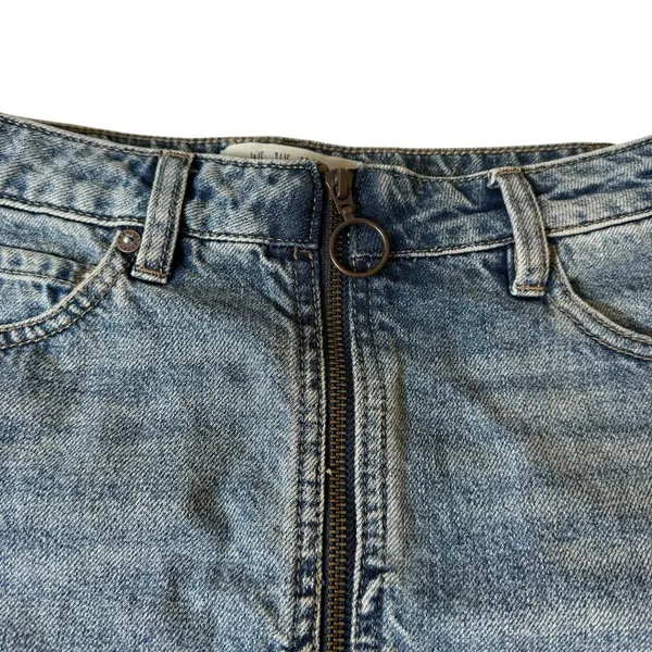 We The Free Denim Zip Up Mini Skirt Raw Hem Size 24 Coastal Cowgirl Concert Boho - Image 3