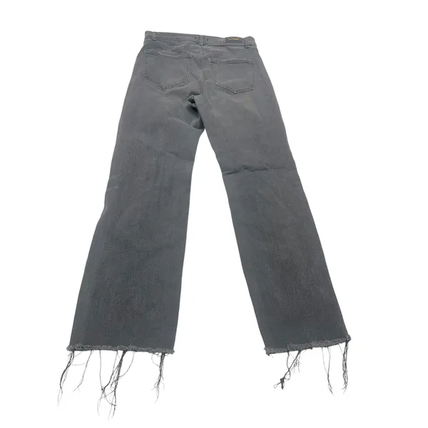 Express Modern Straight Jeans 8R Super High Rise Black Distressed Raw Hem - Image 2