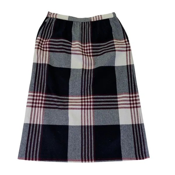 Vintage Plaid Wool Skirt Faux‎ Wrap Midi Long Maxi Skirt Women Size 12 A Line - Image 2