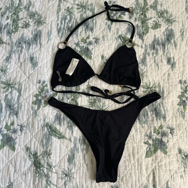 Vitamin A Cosmo Ecorib Bikini Set 6 S Black Gold Rings - Image 8