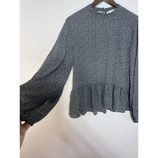 LOFT Large Blouse Floral Retro Ballon Long Sleeve High Neck NEW Preppy Career - Image 2