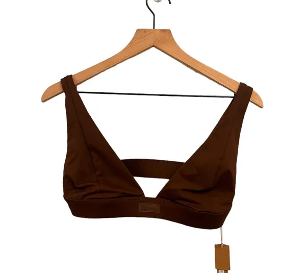 SKIMS SIGNATURE SWIM PLUNGE BIKINI TOP Large Cocoa NWT - Image 5