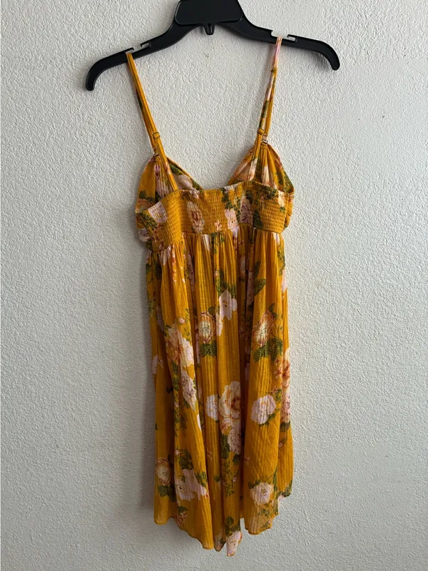 Free People Boho Mirage Yellow Floral Print Hi-Low Tunic Top S - Image 10