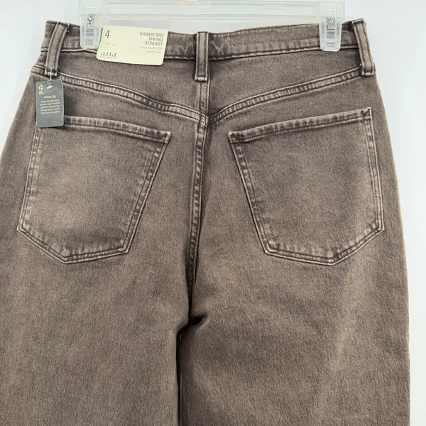 a.n.a Highest Rise Vintage Straight Jeans Women’s 4 Brown Denim NWT 27” - Image 2