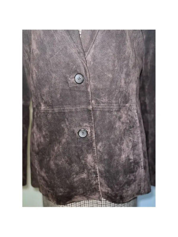 Dark Chocolate Suede 100% Genuine Leather Blazer 10 Espresso - Image 9