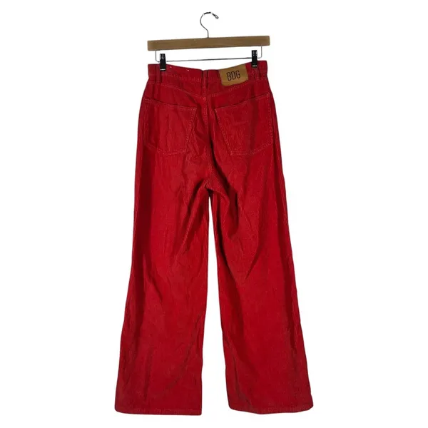 BDG High & Wide Corduroy Solid Wide Leg Pants Red Retro 90s Aesthetic Size 27 - Image 3