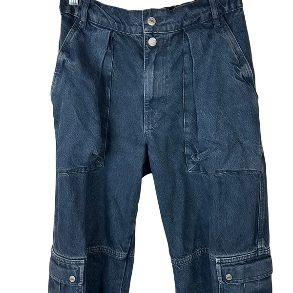 Free People We The Free Black Wash Marx Cargo Baggy Laid Back Denim Pants Jeans - Image 7