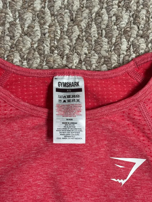Gymshark Coral Pink Activewear Workout Cropped Long Sleeve Athletic Top - Image 6
