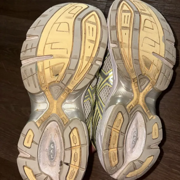ASICS Butter Yellow and Gray Mesh Lace-Up Sneakers - Image 5
