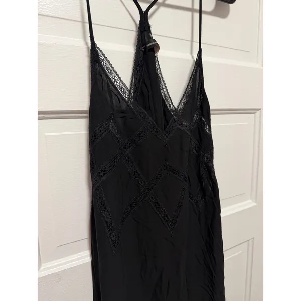 Zara Trafaluc Black Lace Maxi Dress Boho V-Neck T-Strap‎ Sleeveless Small - Image 7