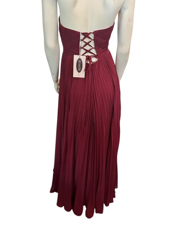 Ryanth Strapless Pleated Dress Wine Size 16 NWT Purple - Image 3