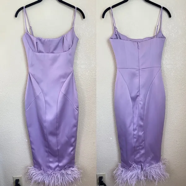 HOUSE OF CB 'Helena' Orchid purple‎ lavender Satin Midi Dress /Size XS NWOT - Image 7