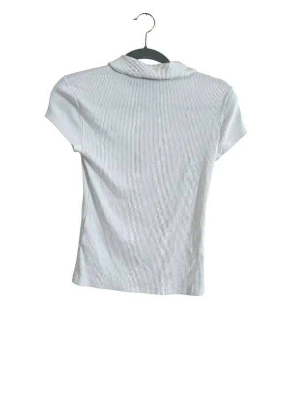 Women's J.Crew Ribbed Short Sleeve Polo Shirt White Size S - Image 3