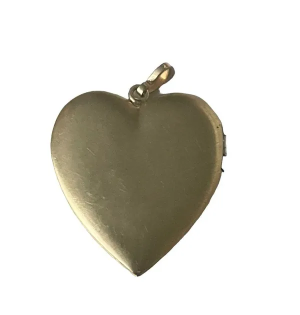 Vintage floral painted heart locket pendant - Image 3