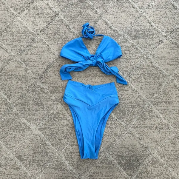 Aerie Wrap Halter Top & Crossover Bikini Bottom Set - Image 3