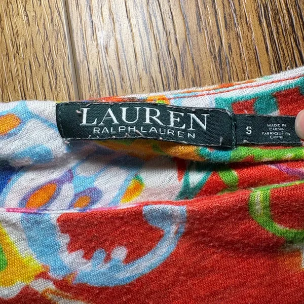 Lauren Ralph‎ Lauren Red Floral Paisley 100% Linen Shift Dress Womens S tropical - Image 6
