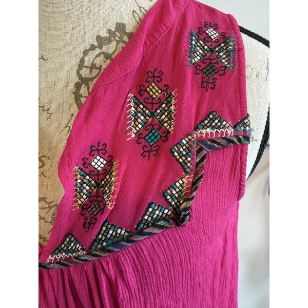 Maeve Anthropologie Pink Embroidered Tunic Tank Top Blouse Size M‎ Geometric - Image 4