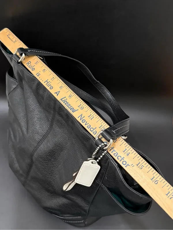 COACH F23662 Park Black Pebbled Leather North/South Tote Bag - Image 7