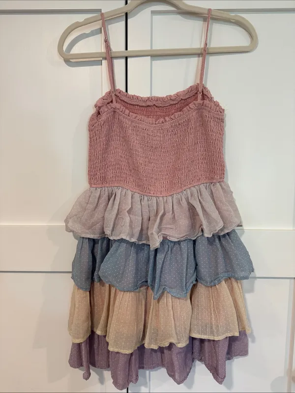 Storia Pink Smocked Tiered Ruffle Mini Dress - Image 2