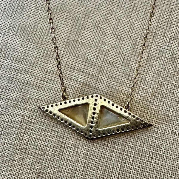 Anthropologie mother-of-pearl and rhinestone geometric necklace by Perry - Image 7
