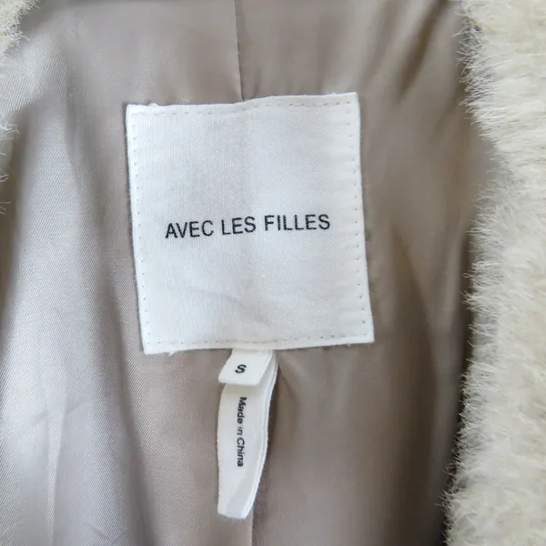 Avec Les Filles Tan Dove Brown Faux Fur Coat Size Small Notch Collar - Image 7