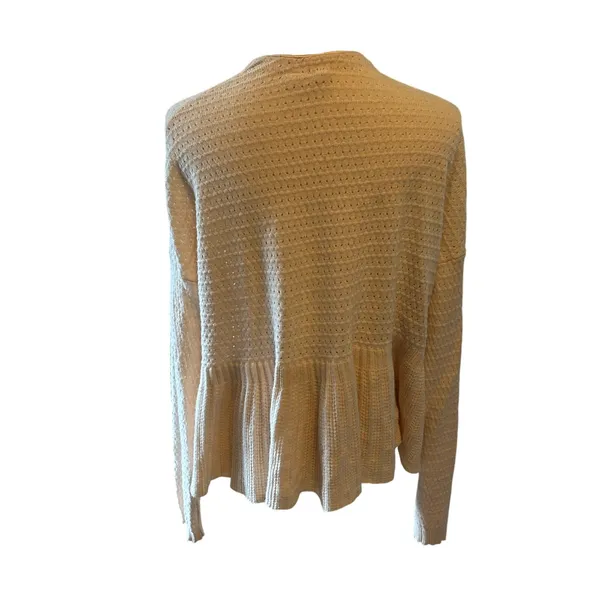 Anthropologie Moth cream open front cotton cardigan sweater Large - Image 3