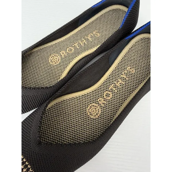 Rothy's The Point Black/Gold Embroidered Cap Toe Flats Women's Size 6 Retired - Image 5