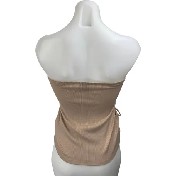 Princess Polly Brown Strapless Sleeveless Ruched Tie Ribbed Tube Tank Top Size 2 - Image 2
