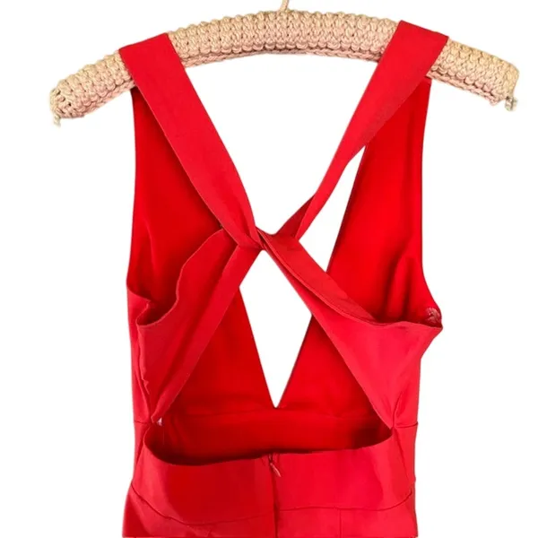 VNTG Orange Plunging X-Back Jumpsuit Slim Straight Leg Size Small - Image 6
