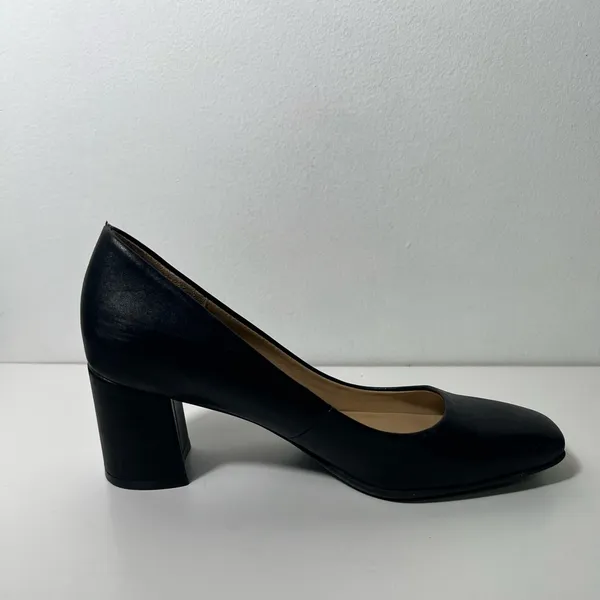 Naturalizer Warner Square Toe Solid Black Pump High Heels - Image 5